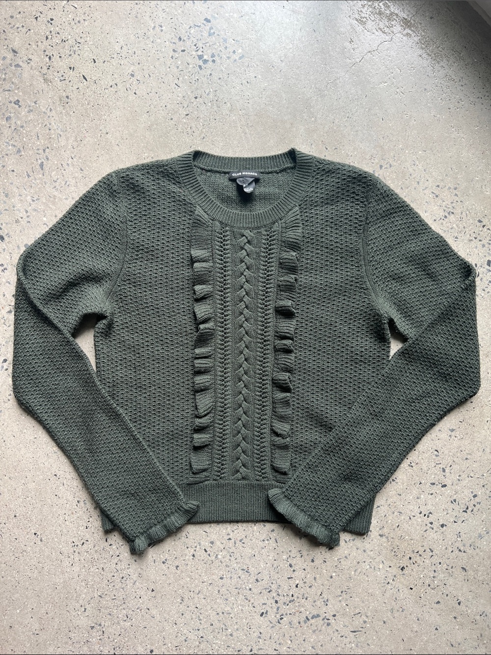 Club Monaco Olive Green Fine Wool  Sweater - EUC